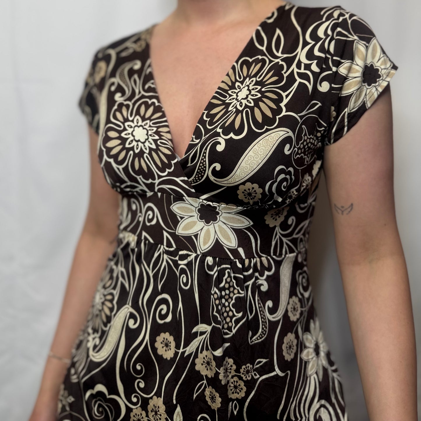 Vintage Boho Floral Babydoll Top (S)