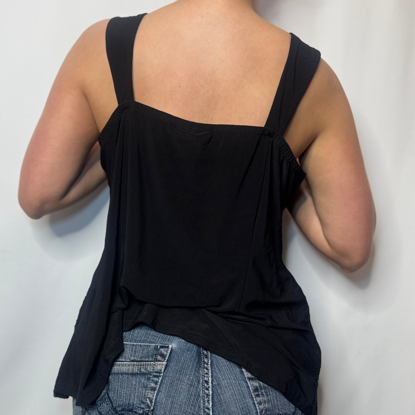 Vintage Black Beaded Cami Top (XL)