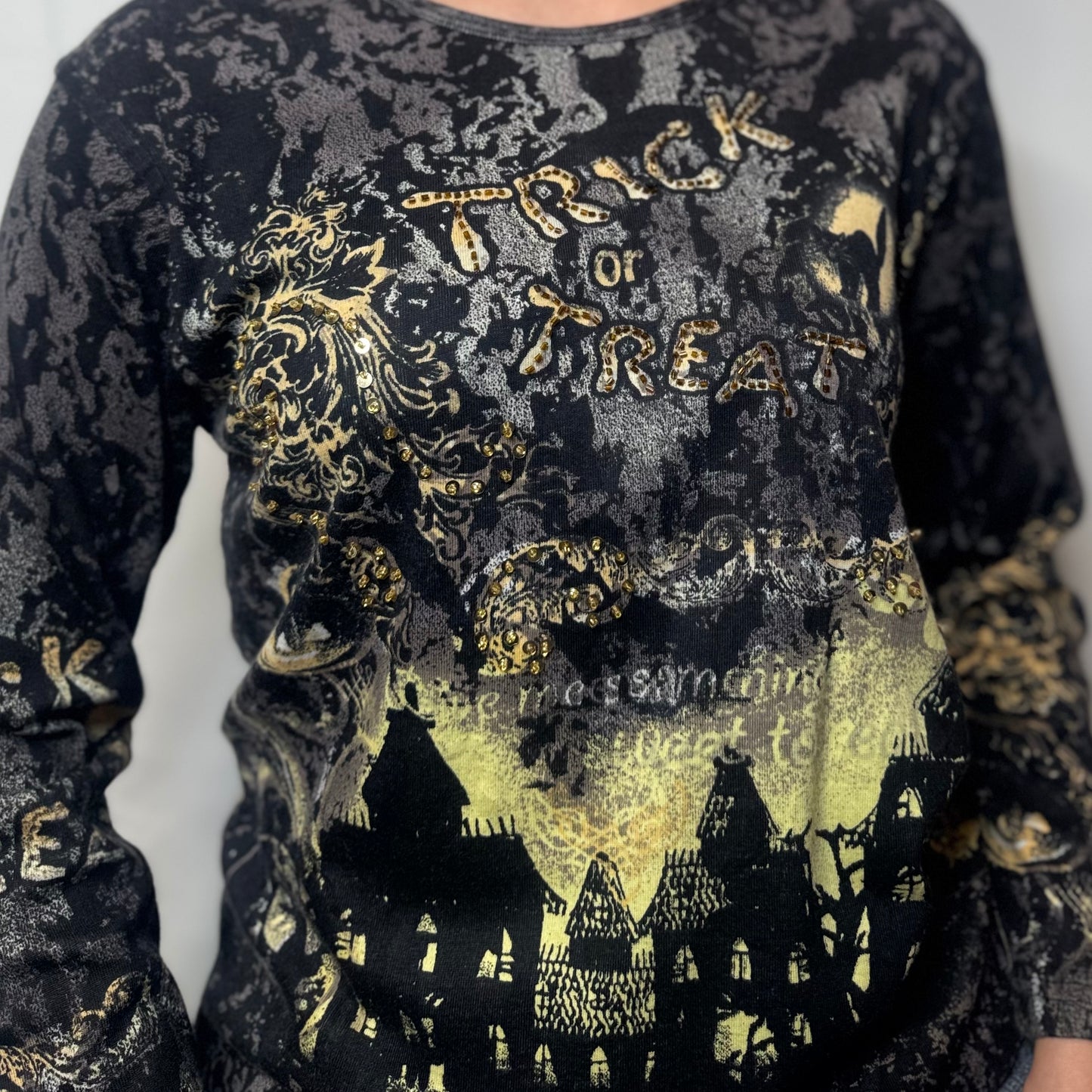 Y2K Trick or Treat Graphic Long Sleeve Top (L)