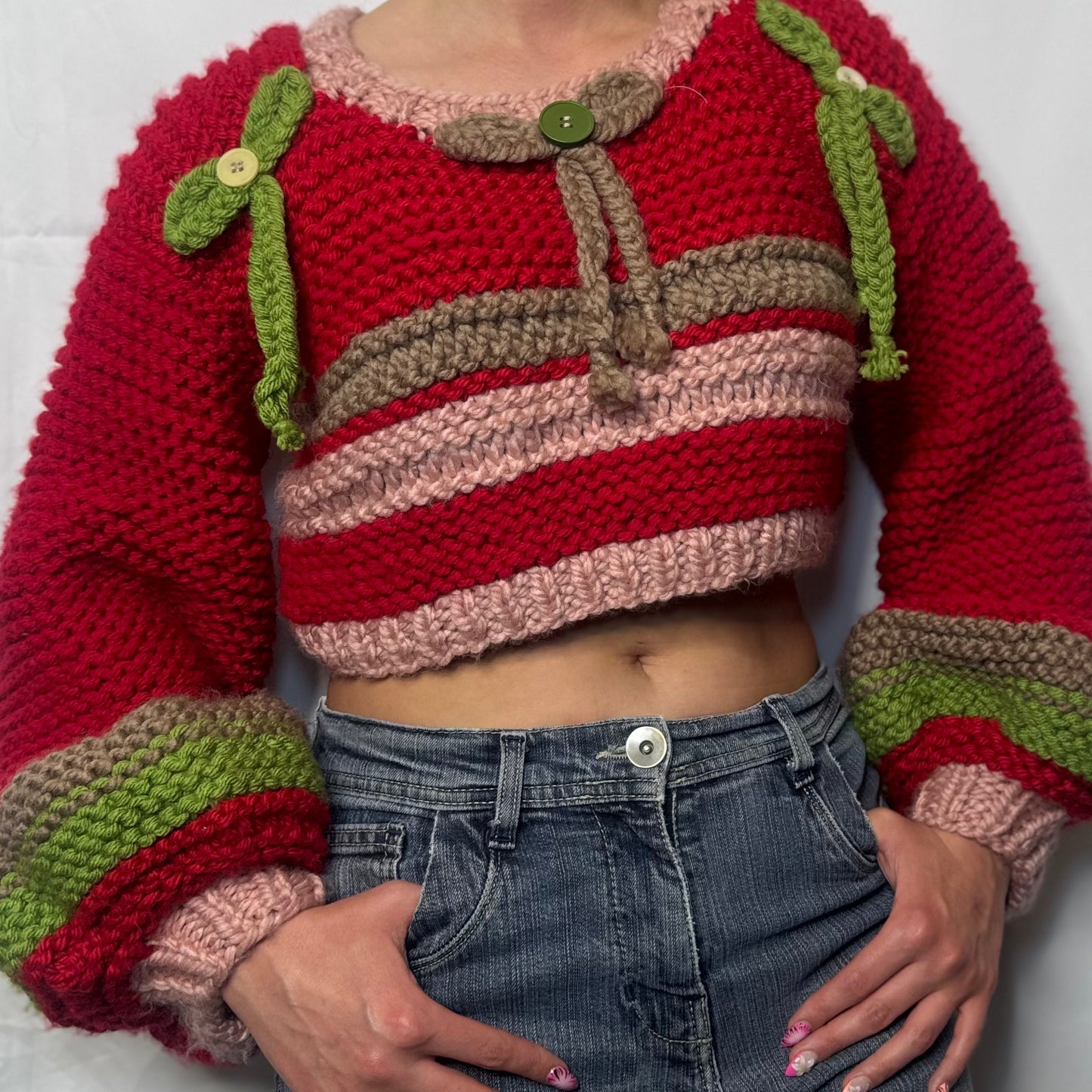 Handmade Strawberry Crochet Knit Jumper