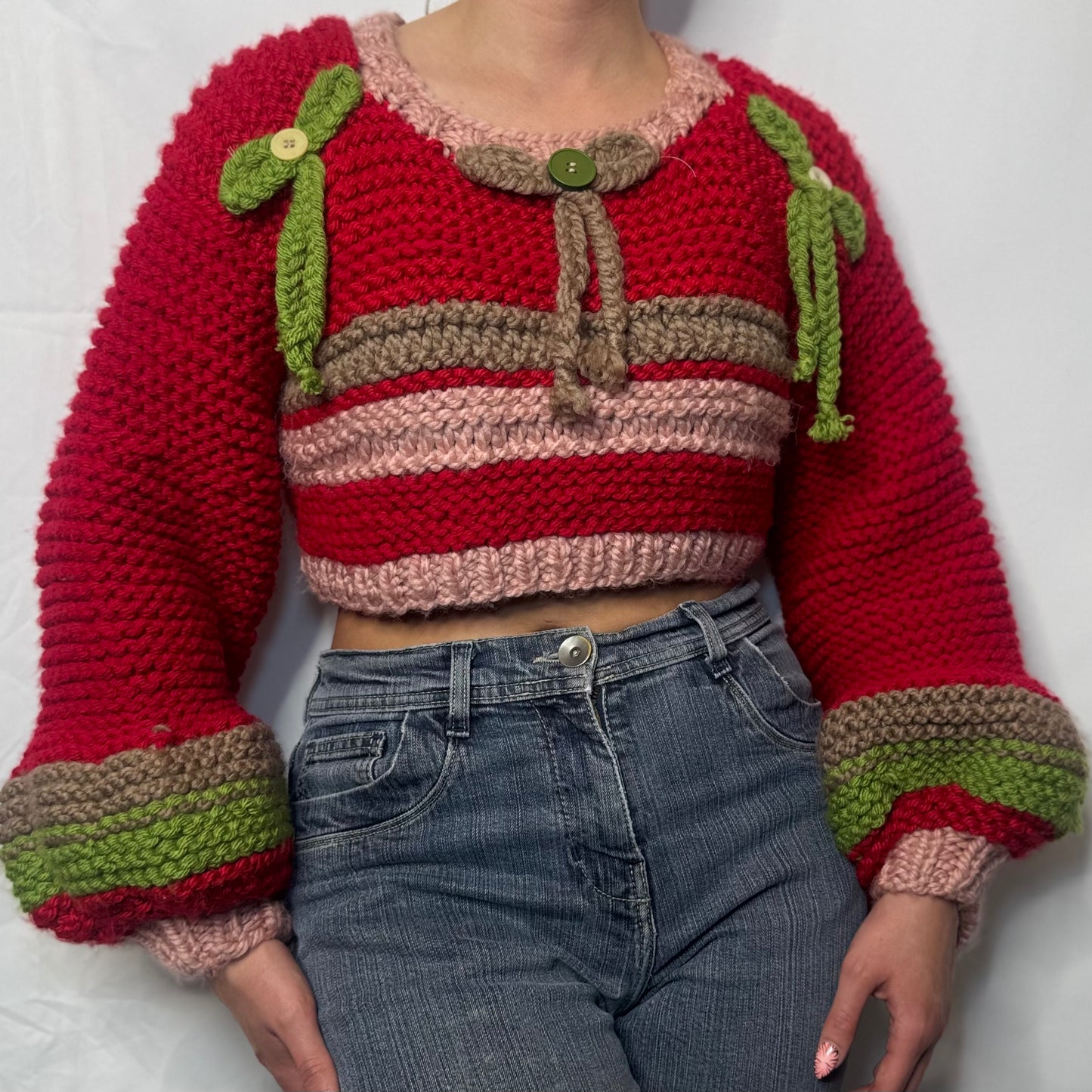 Handmade Strawberry Crochet Knit Jumper