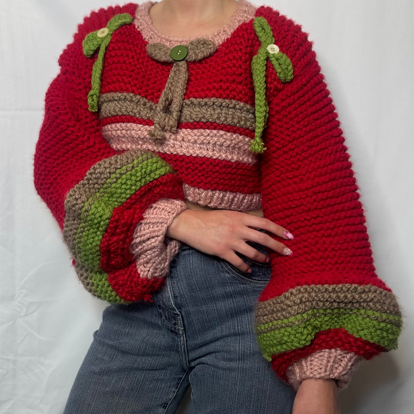 Handmade Strawberry Crochet Knit Jumper