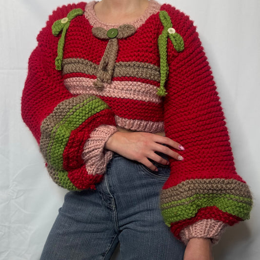 Handmade Strawberry Crochet Knit Jumper