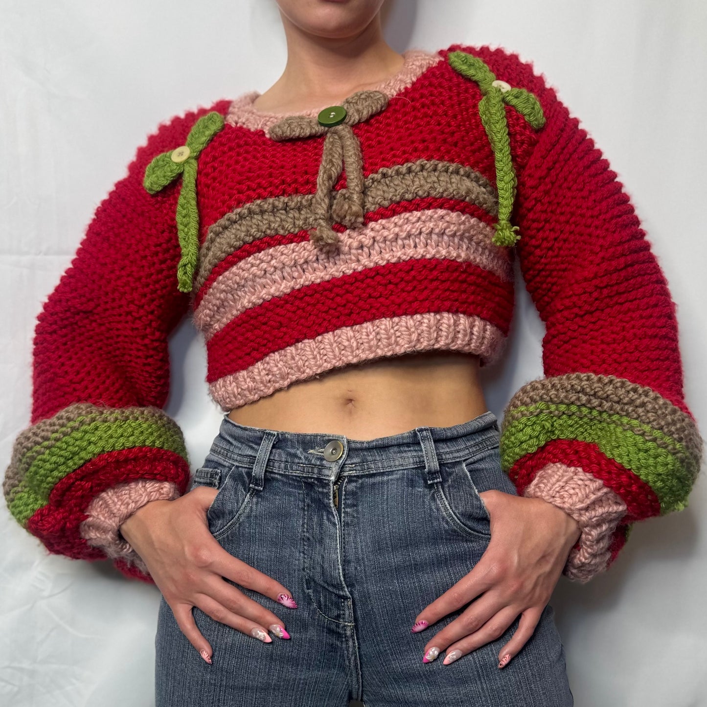 Handmade Strawberry Crochet Knit Jumper