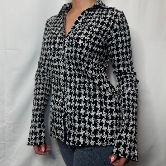 Y2K Monochrome Stretch Blouse (S)