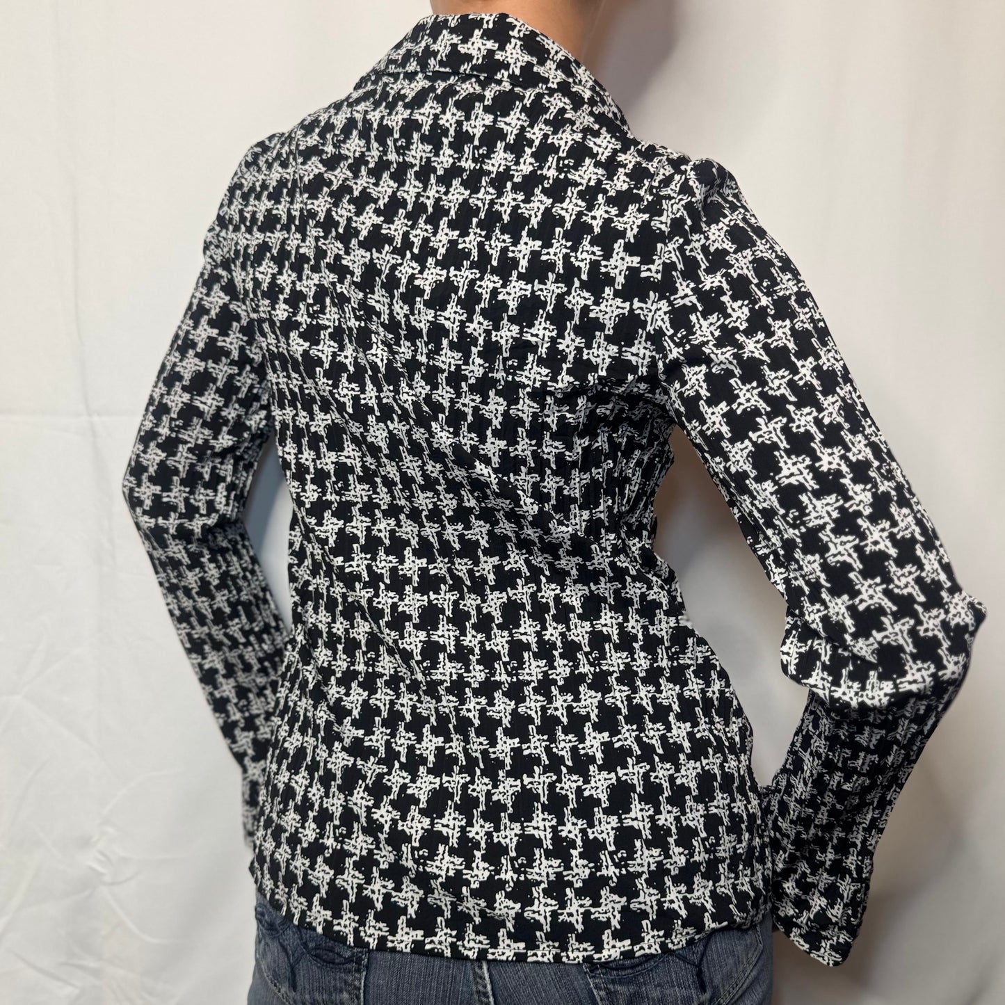 Y2K Monochrome Stretch Blouse (S)