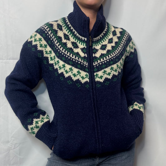 Chunky Fair Isle Funnel Neck Jumper (M)