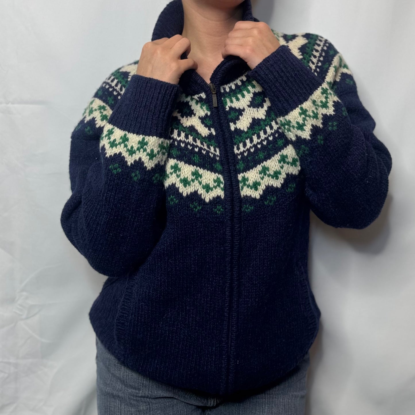 Chunky Fair Isle Funnel Neck Jumper (M)