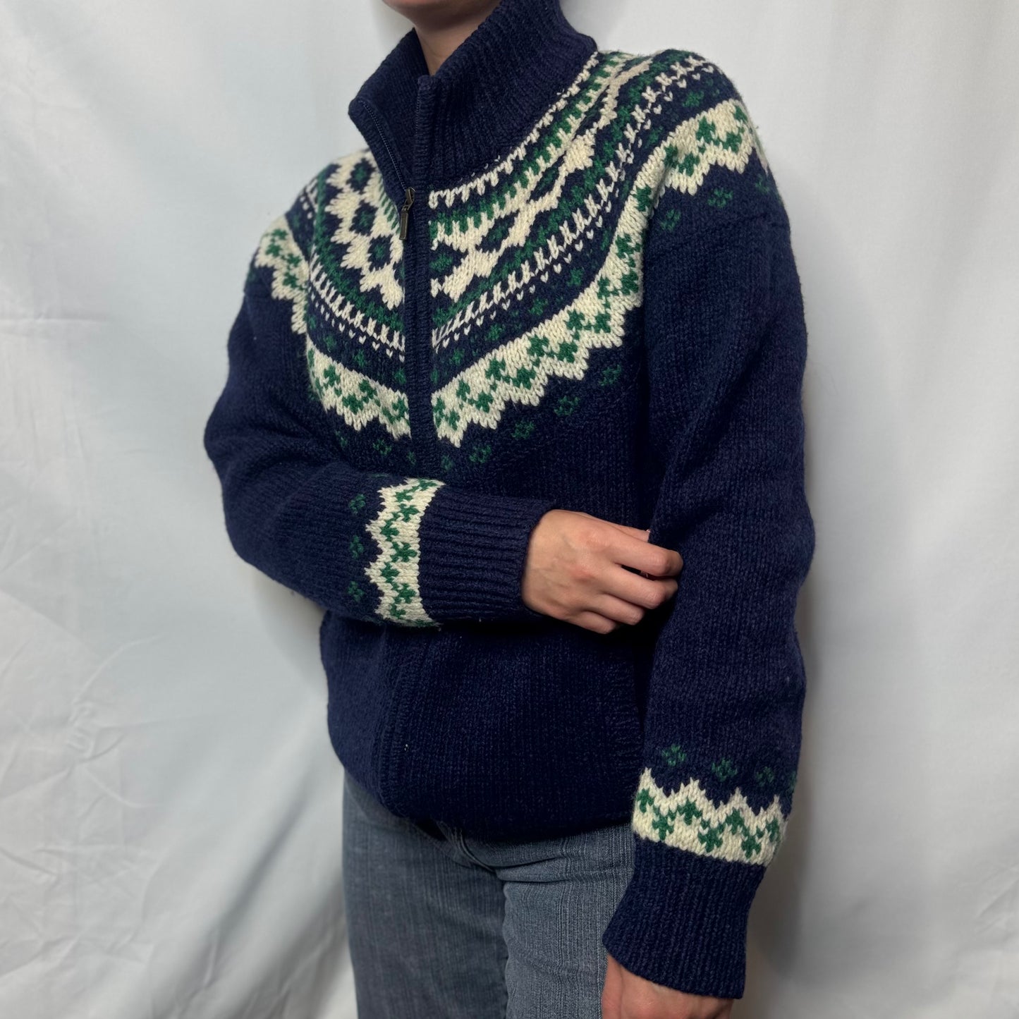 Chunky Fair Isle Funnel Neck Jumper (M)