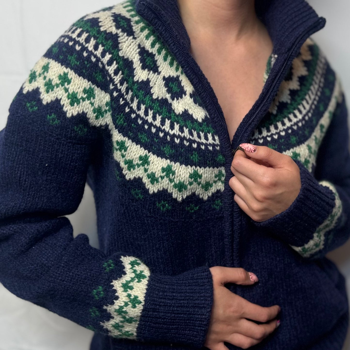 Chunky Fair Isle Funnel Neck Jumper (M)