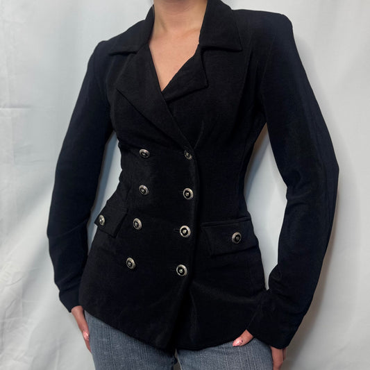 90s Black Military Button Blazer (S)