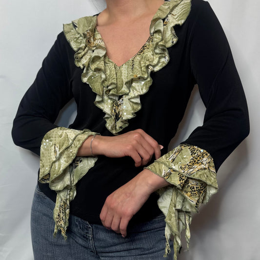 Statement Ruffle Sleeve Blouse (M)