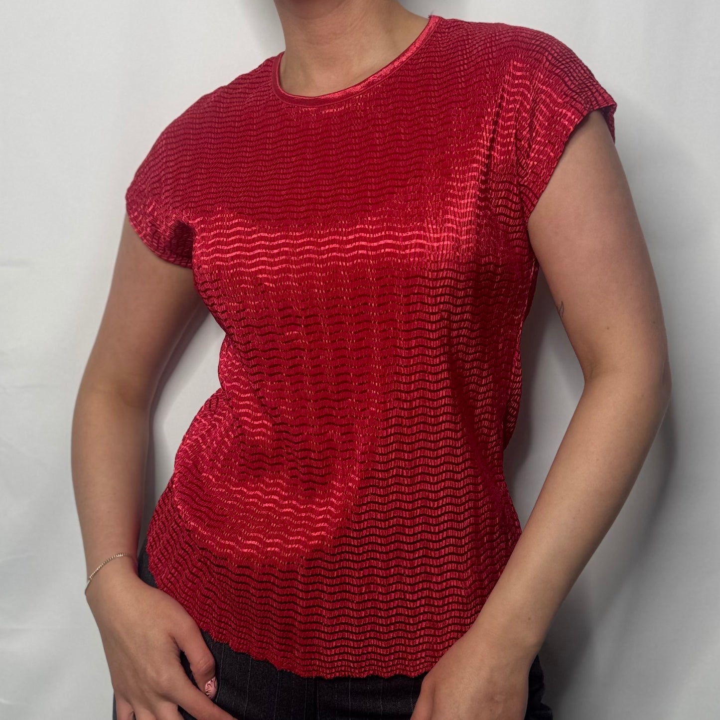 Red Textured Stretch Top (S)