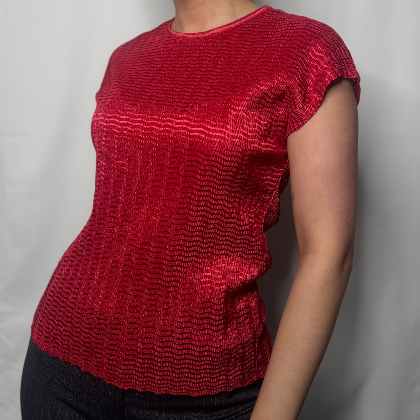 Red Textured Stretch Top (S)