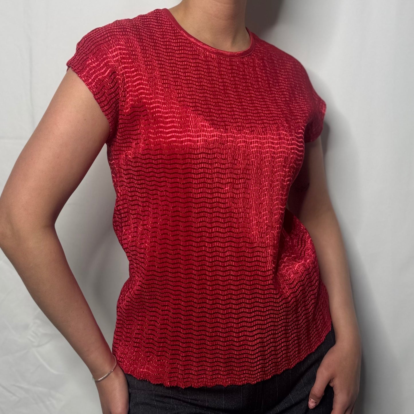 Red Textured Stretch Top (S)