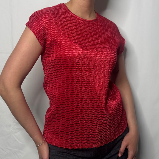 Red Textured Stretch Top (S)