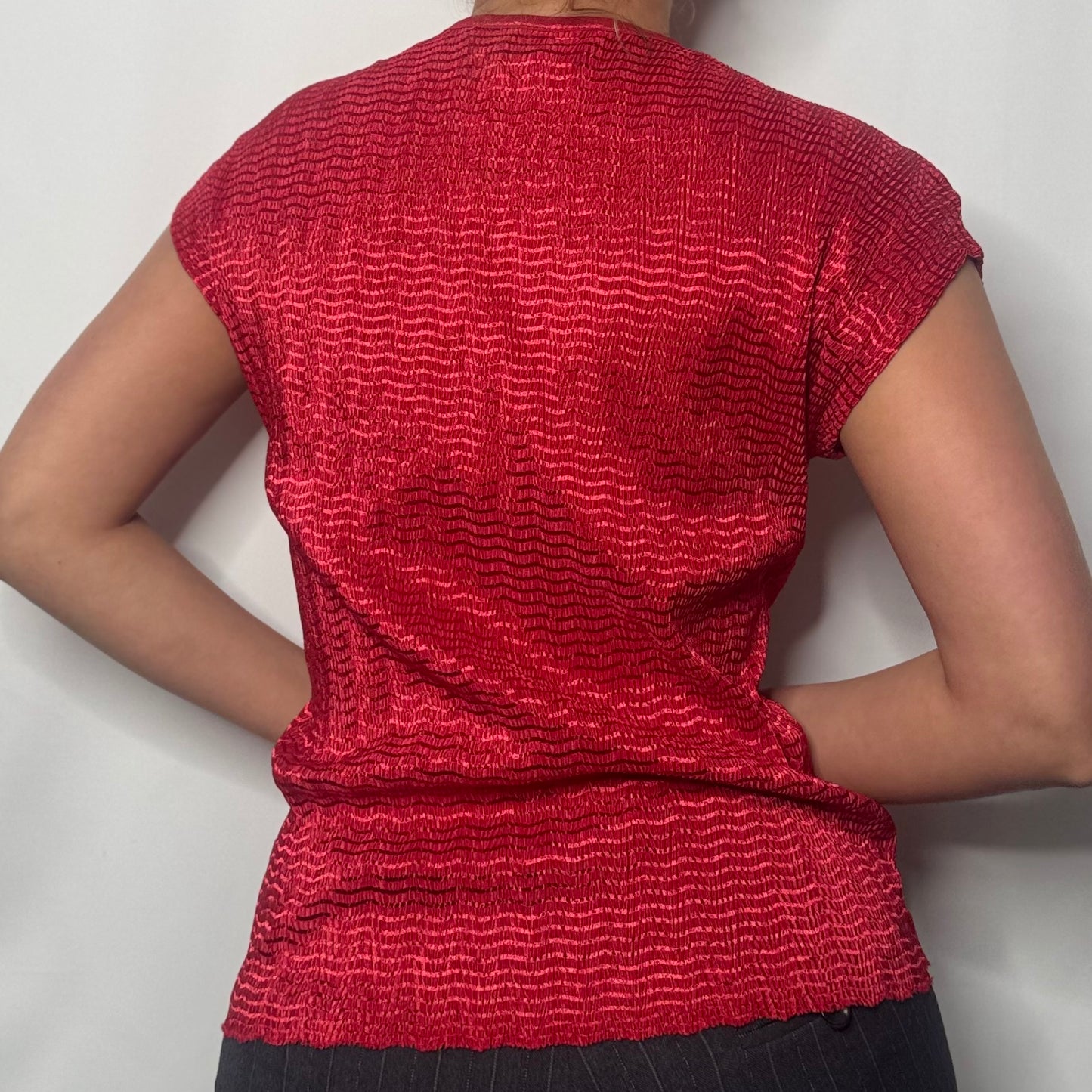 Red Textured Stretch Top (S)