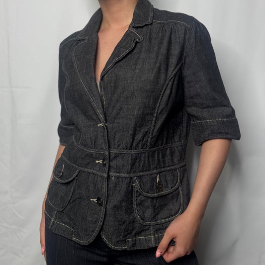 Y2K Structured Denim Jacket (M)