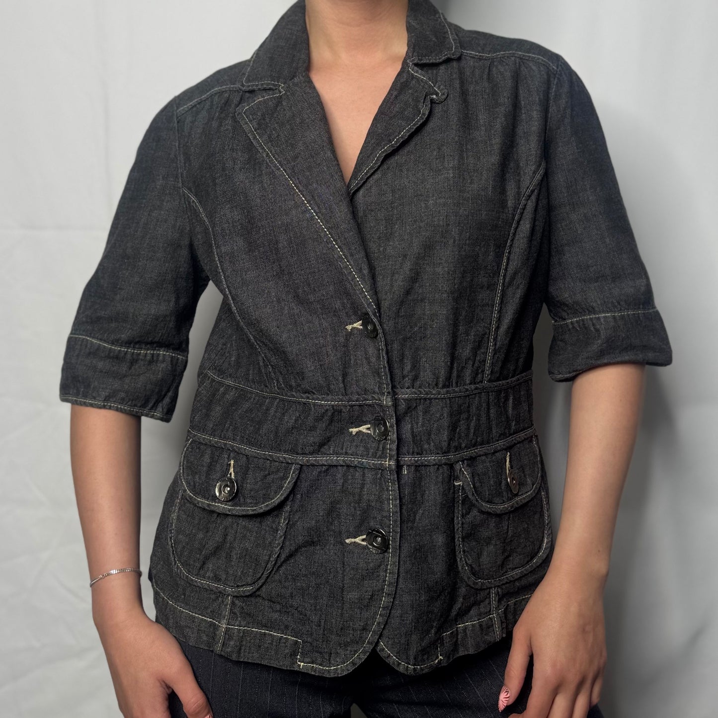 Y2K Structured Denim Jacket (M)
