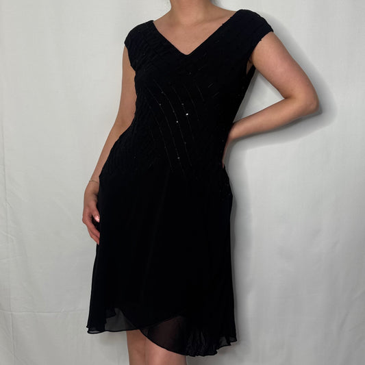Petite Black Sequin Overlay Dress (UK 10)