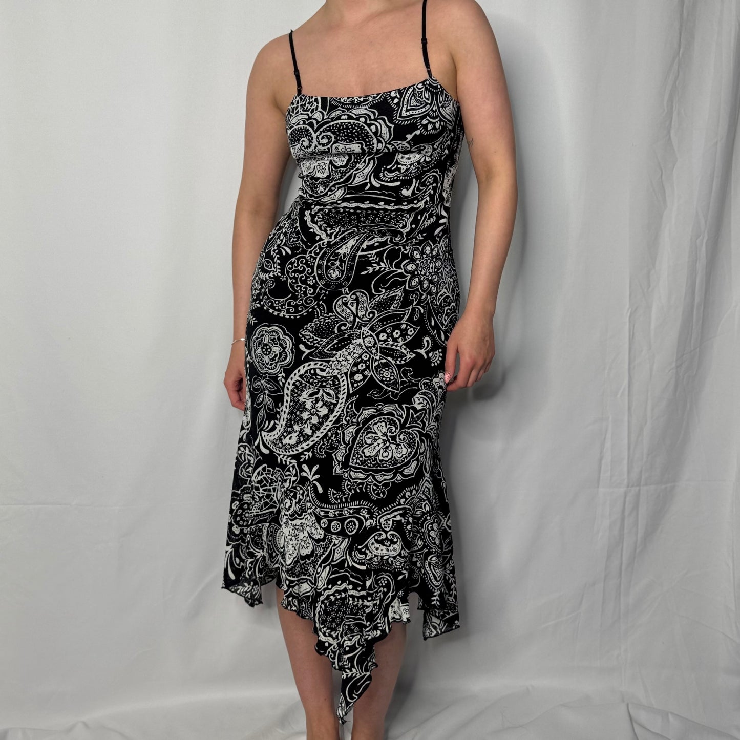 Boho Monochrome Midi Dress (M)