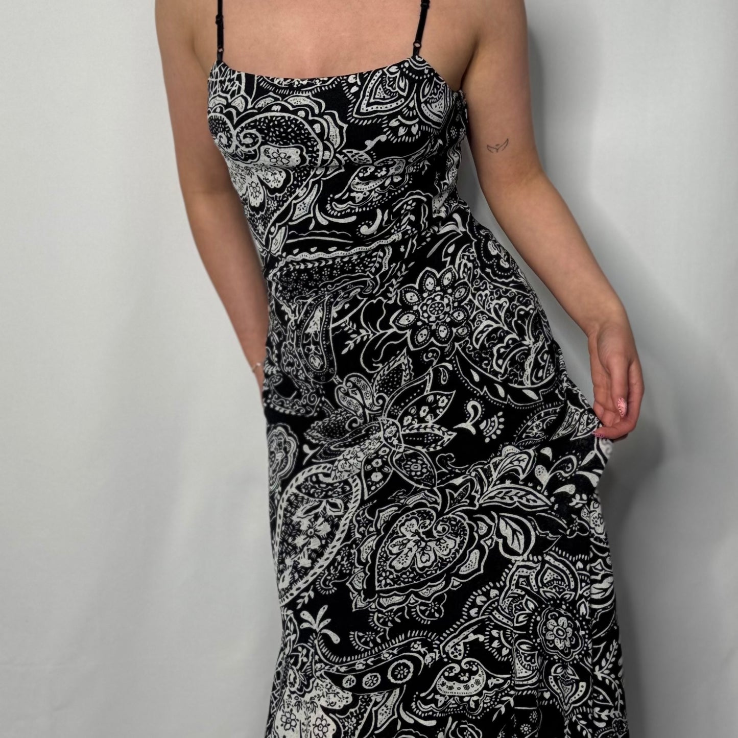 Boho Monochrome Midi Dress (M)
