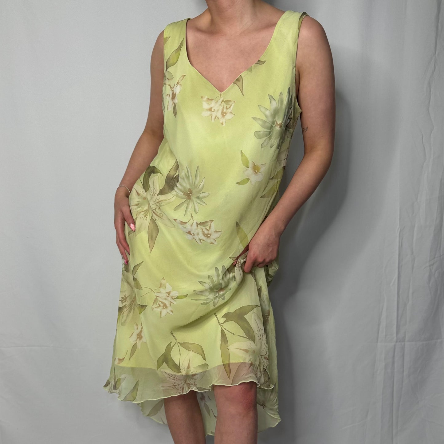 Pistachio Petal Midi Dress (UK 12)