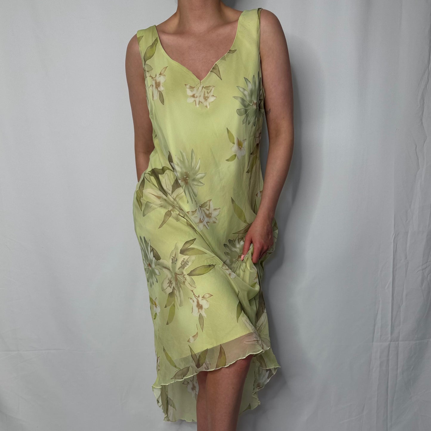 Pistachio Petal Midi Dress (UK 12)