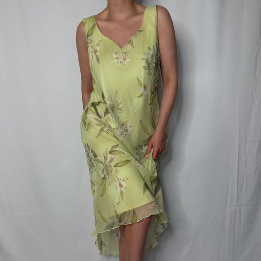 Pistachio Petal Midi Dress (UK 12)