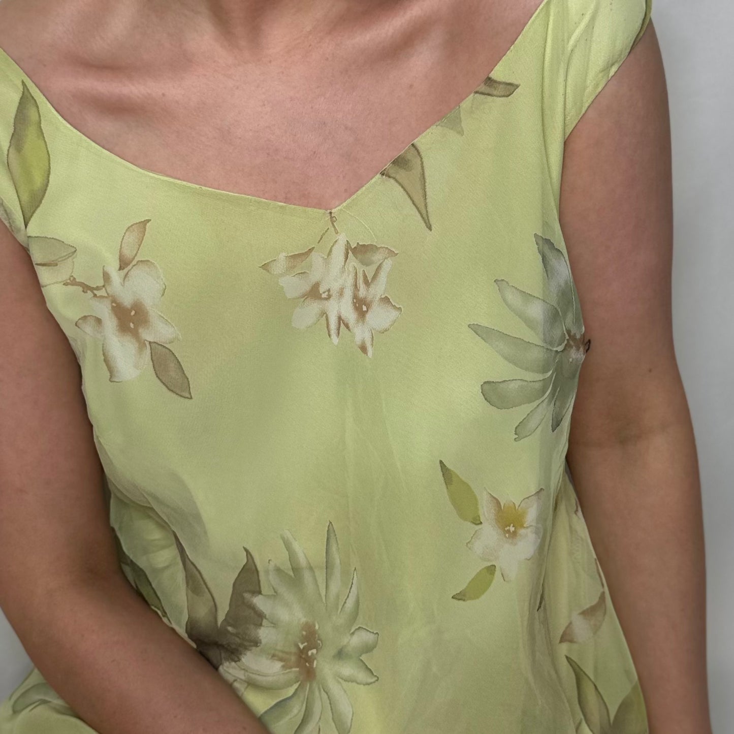 Pistachio Petal Midi Dress (UK 12)