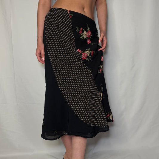 Rose Garden Asymmetrical Midi Skirt (S)