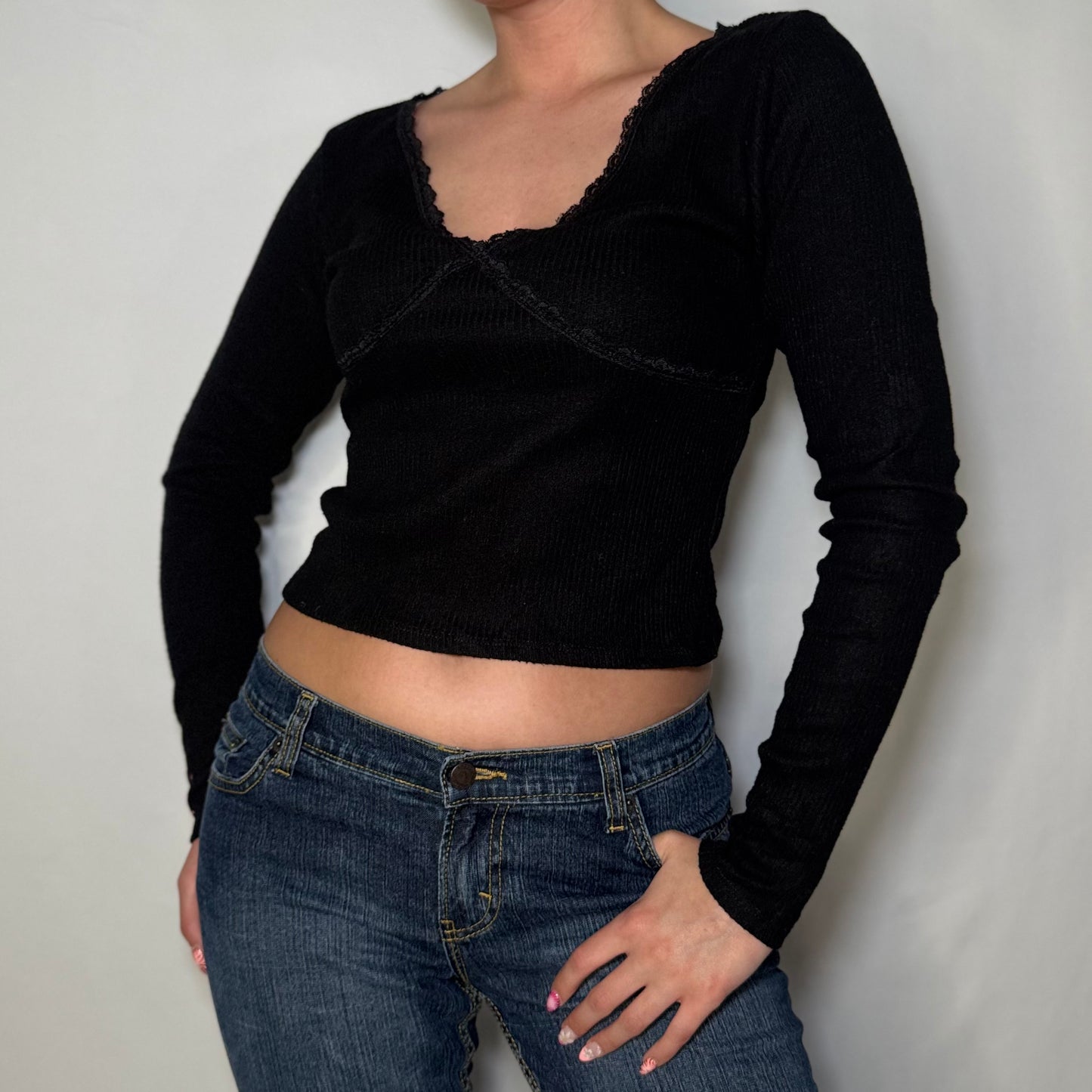 Black Ballet Knit Top (M)