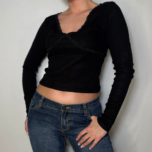 Black Ballet Knit Top (M)