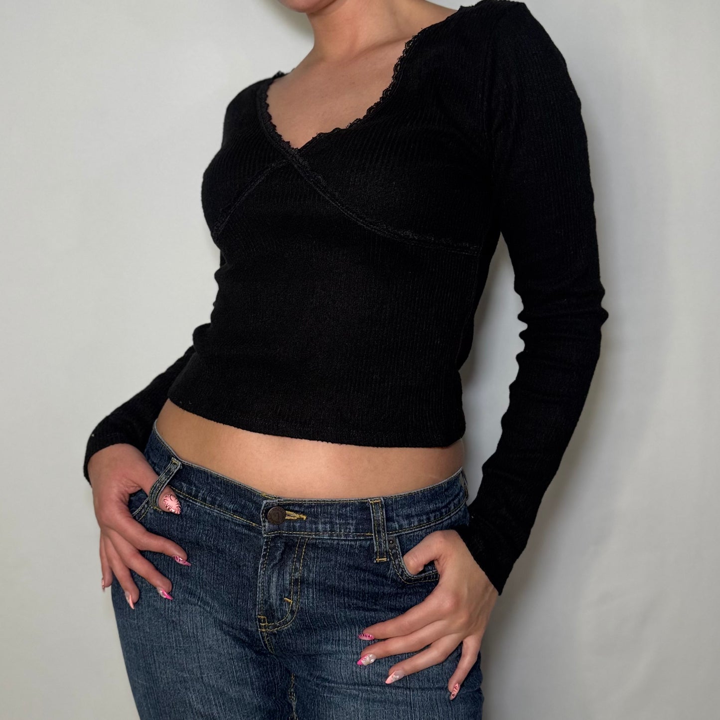 Black Ballet Knit Top (M)