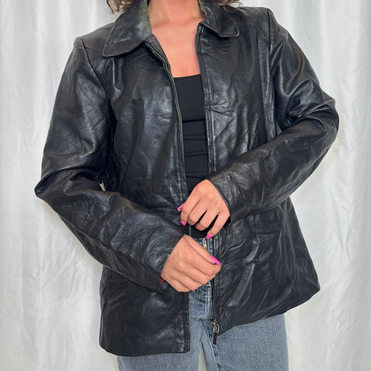 Worthington Vintage Black Genuine Leather Jacket (M)