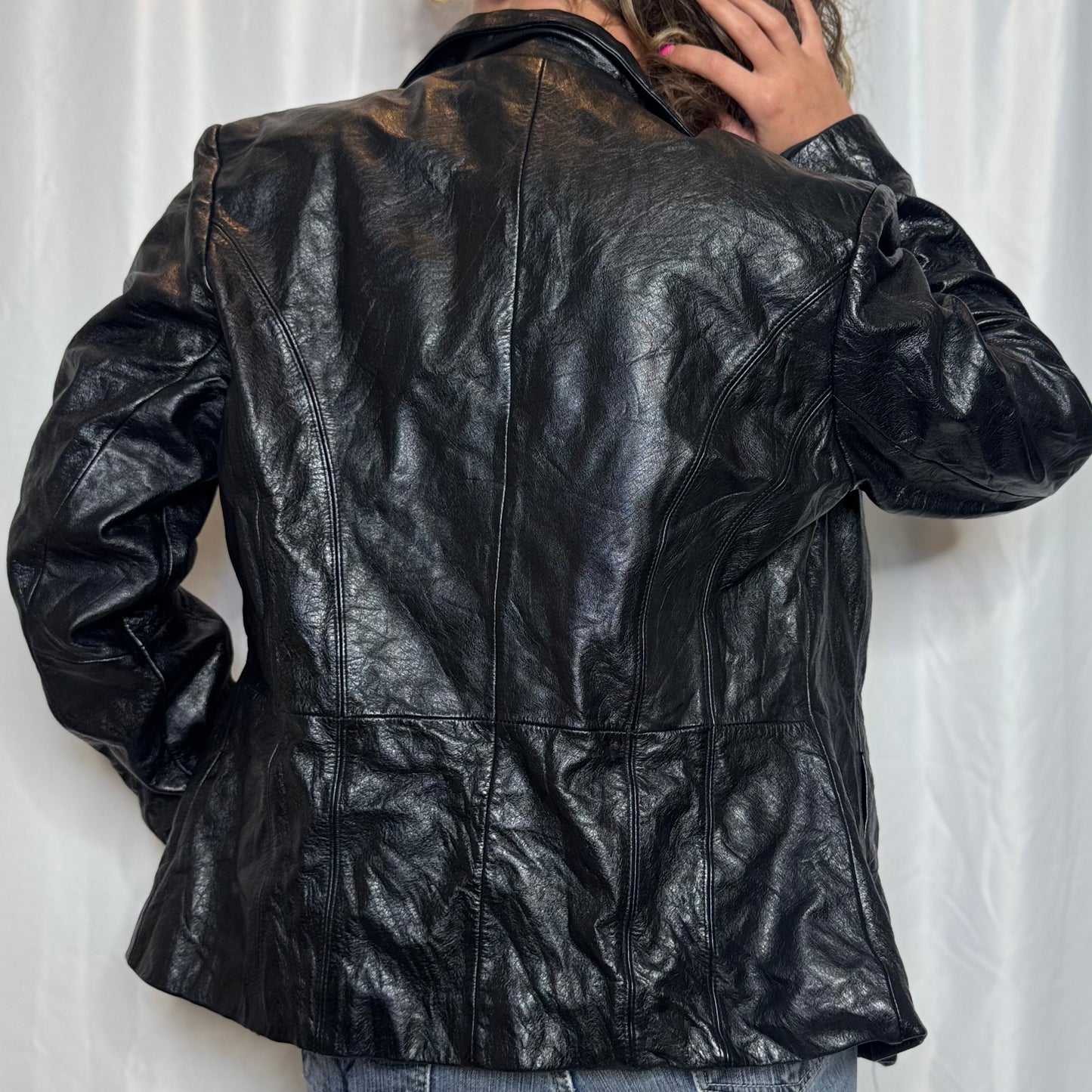 Fitted Black Leather Jacket (M)