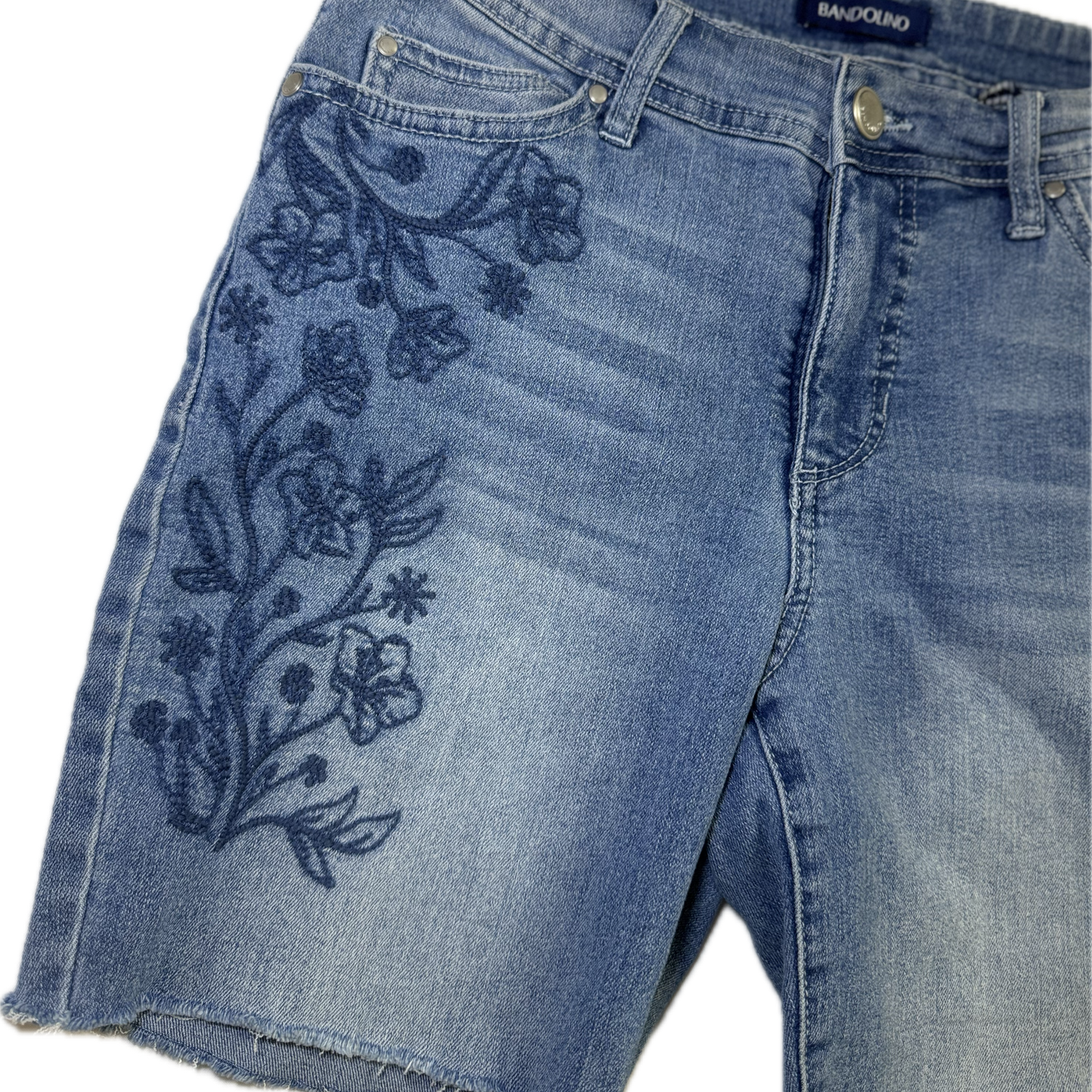 Light Wash Floral Denim Shorts (UK 4/6)